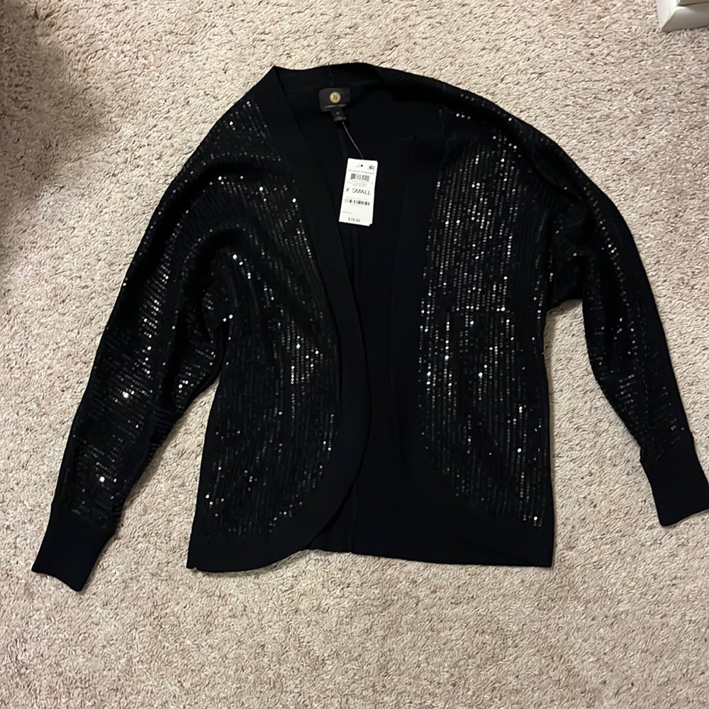 JM Collection Black Sequin Cardigan
